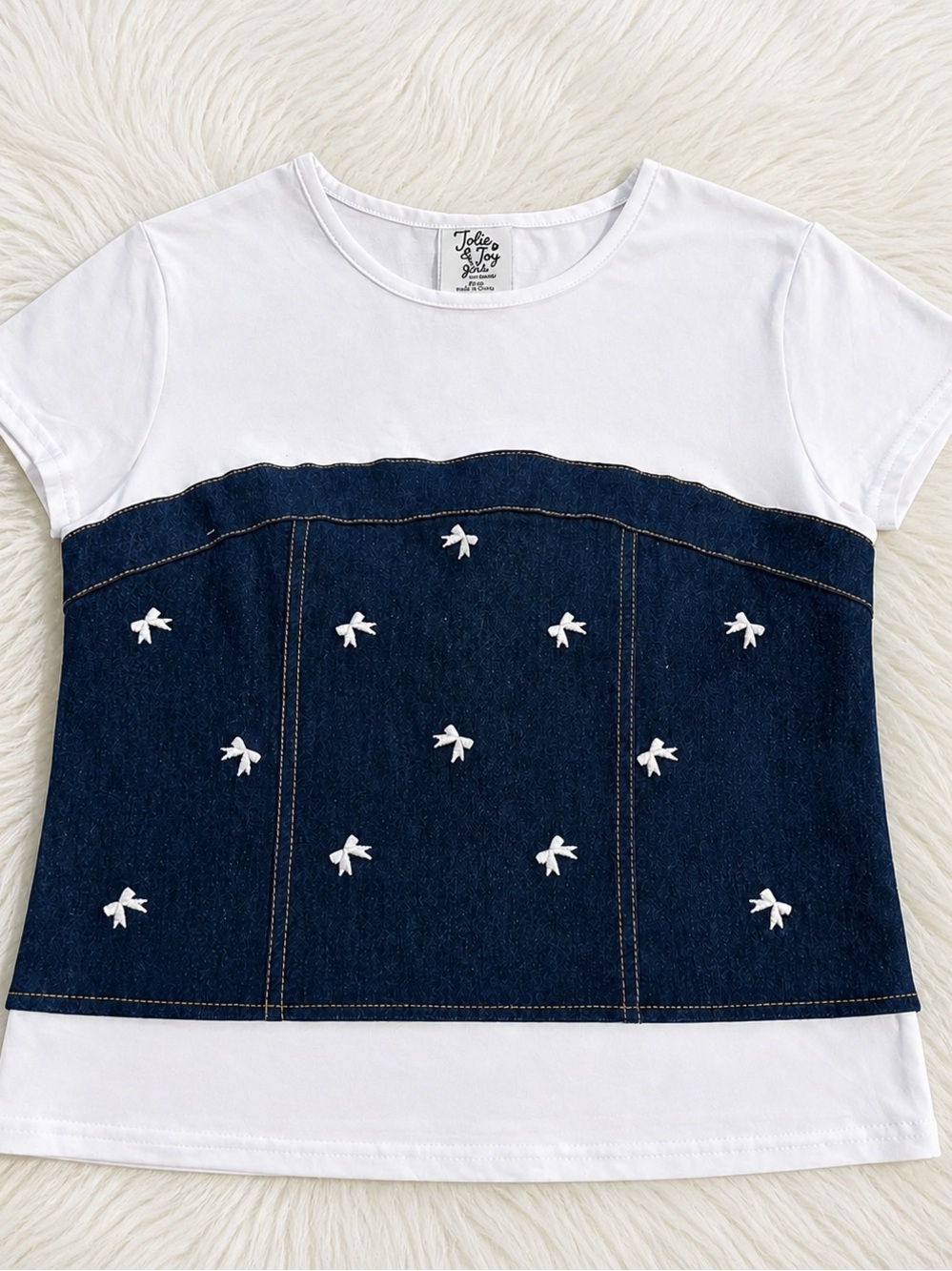 Jolie & Joy Girls Denim Panel Top Size XL 16 (65)